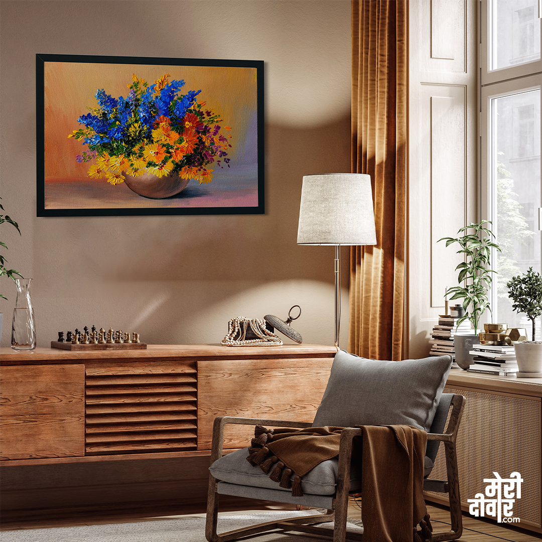 Vase Flower Wall Painting 4 : 3 Horizontal Premium Wall Art Canvas by MeriDeewar