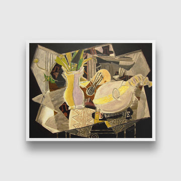 Vase Palette and Mandolin Painting - Meri Deewar 4 : 3 Horizontal Premium Wall Art Canvas by MeriDeewar