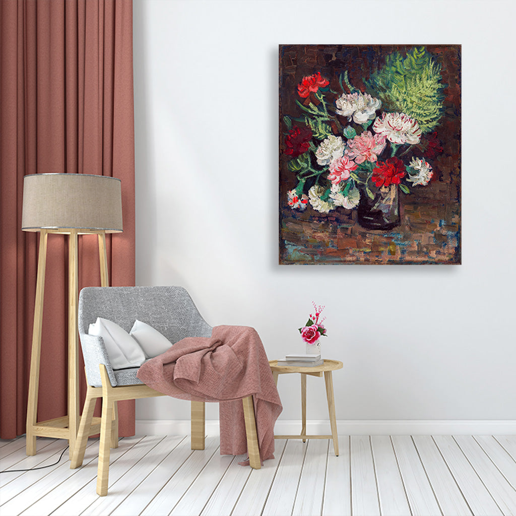 Vase with Carnations famous painting 5 : 6 Vertical Premium Wall Art Canvas by MeriDeewar