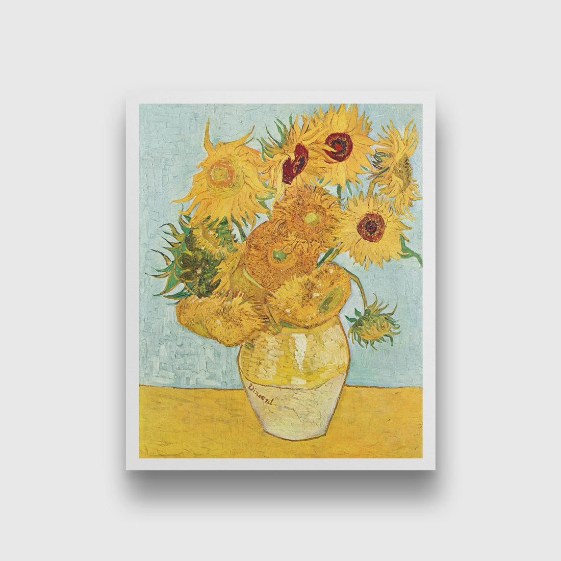 Vase with Twelve Sunflowers (1888–1889) famous still life  painting 5 : 6 Vertical Premium Wall Art Canvas by MeriDeewar