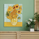 Vase with Twelve Sunflowers (1888–1889) famous still life  painting 5 : 6 Vertical Premium Wall Art Canvas by MeriDeewar