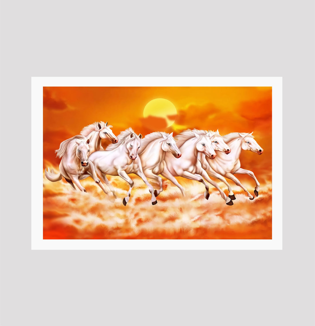 Vastushashtra Serven Horses Painting - Meri Deewar 3 : 2 Horizontal Premium Wall Art Canvas by MeriDeewar