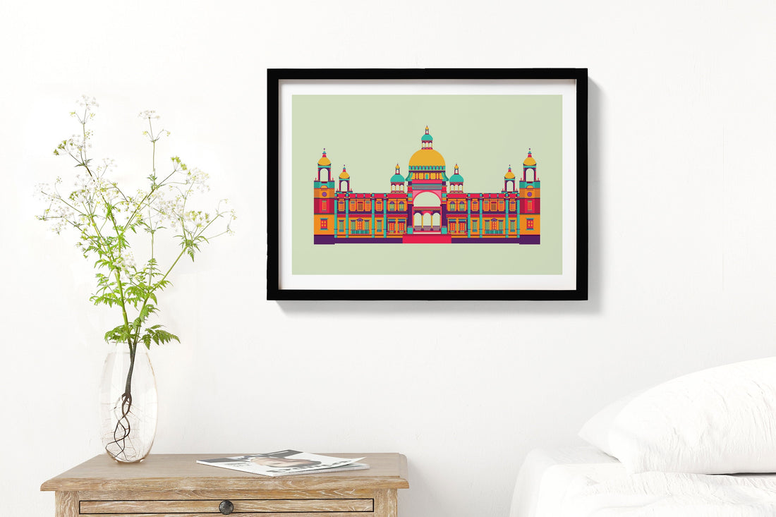 Victoria Palace Monument India Painting - Meri Deewar 3 : 2 Horizontal Premium Wall Art Canvas by MeriDeewar