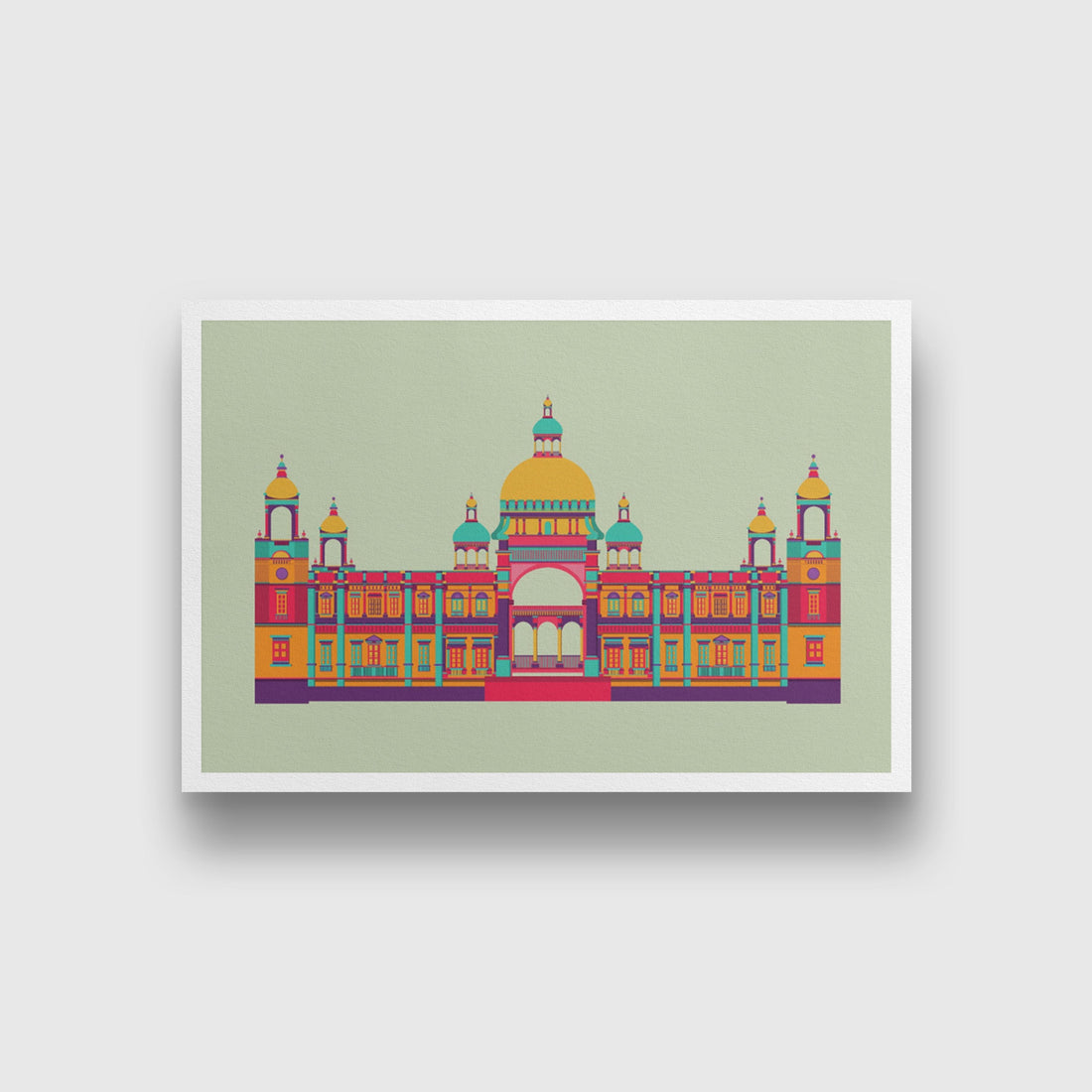 Victoria Palace Monument India Painting - Meri Deewar 3 : 2 Horizontal Premium Wall Art Canvas by MeriDeewar