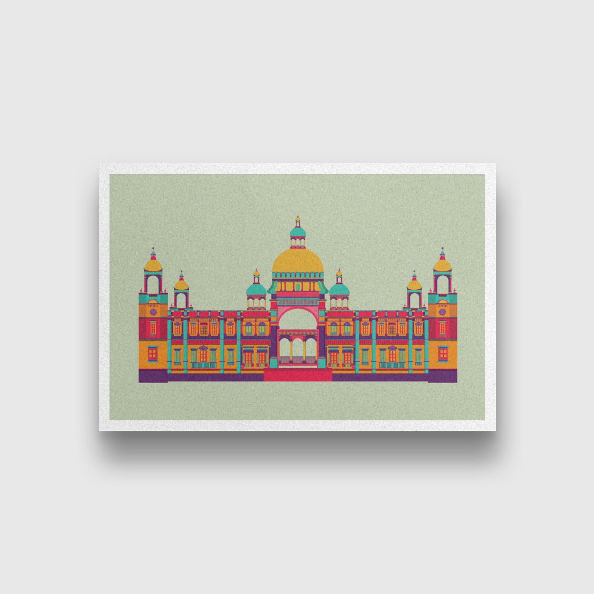 Victoria Palace Monument India Painting - Meri Deewar 3 : 2 Horizontal Premium Wall Art Canvas by MeriDeewar