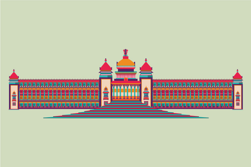 Vidhan Sabha painting 3 : 2 Horizontal Premium Wall Art Canvas by MeriDeewar