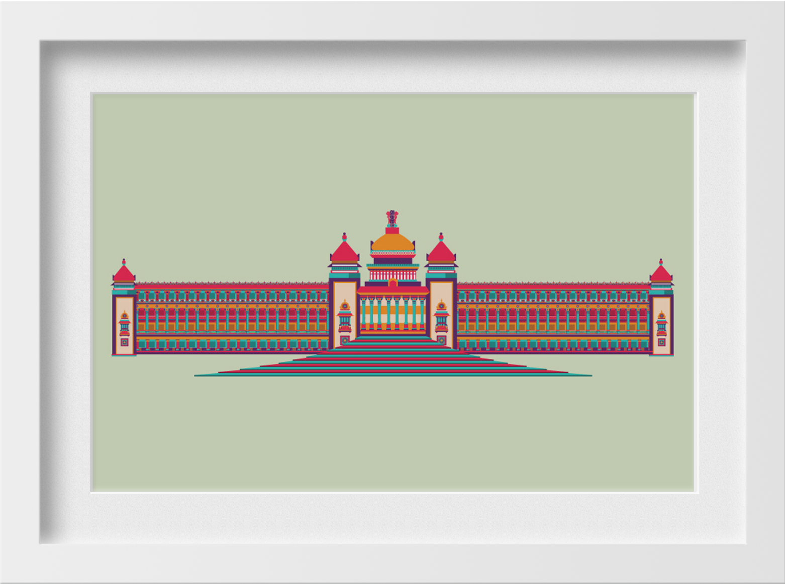 Vidhan Sauda Monument India Painting - Meri Deewar 3 : 2 Horizontal Premium Wall Art Canvas by MeriDeewar