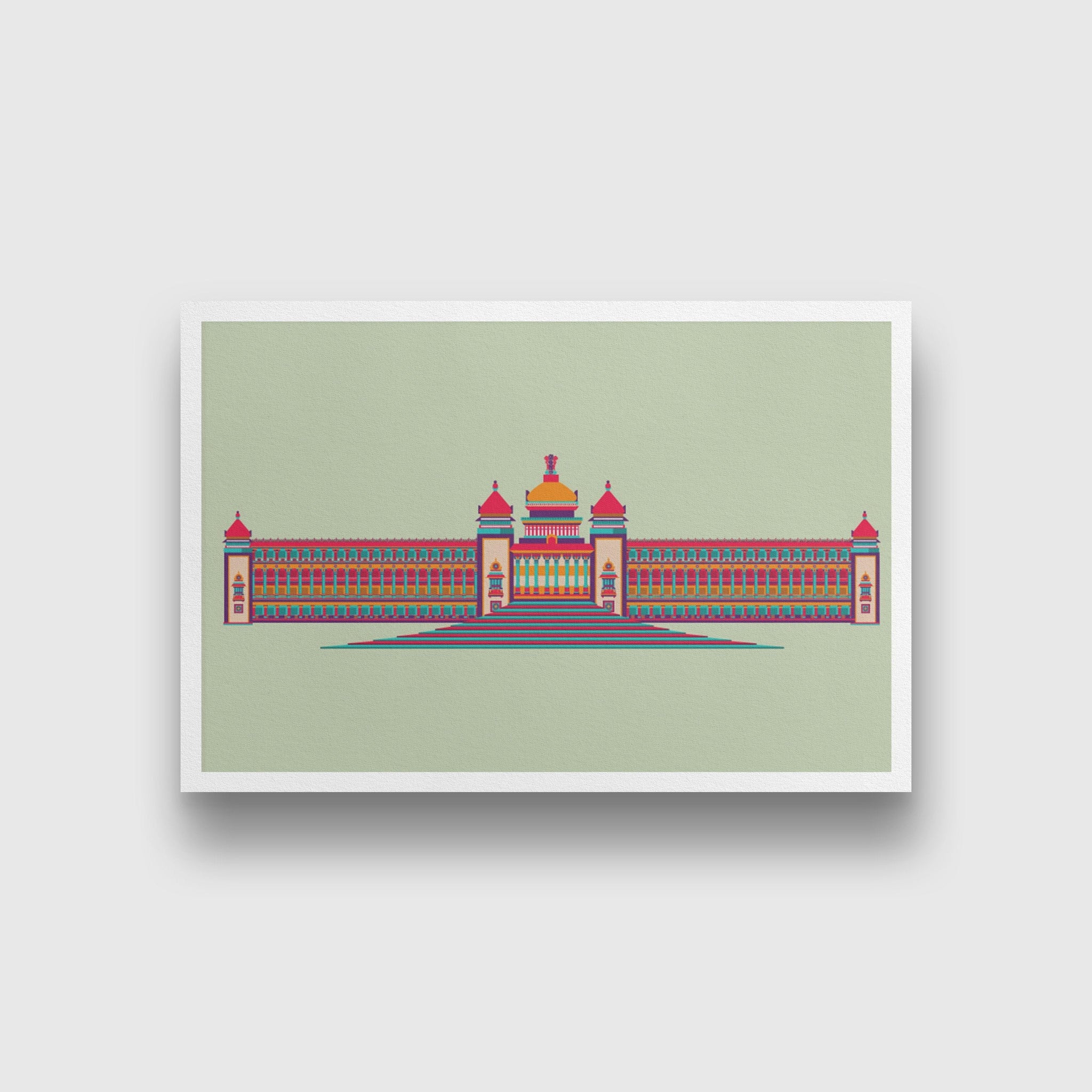 Vidhan Sauda Monument India Painting - Meri Deewar 3 : 2 Horizontal Premium Wall Art Canvas by MeriDeewar