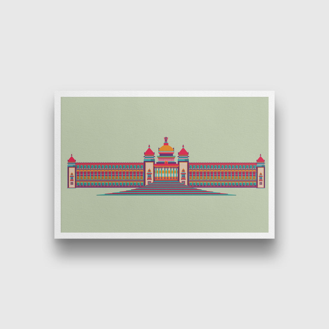 Vidhan Sauda Monument India Painting - Meri Deewar 3 : 2 Horizontal Premium Wall Art Canvas by MeriDeewar