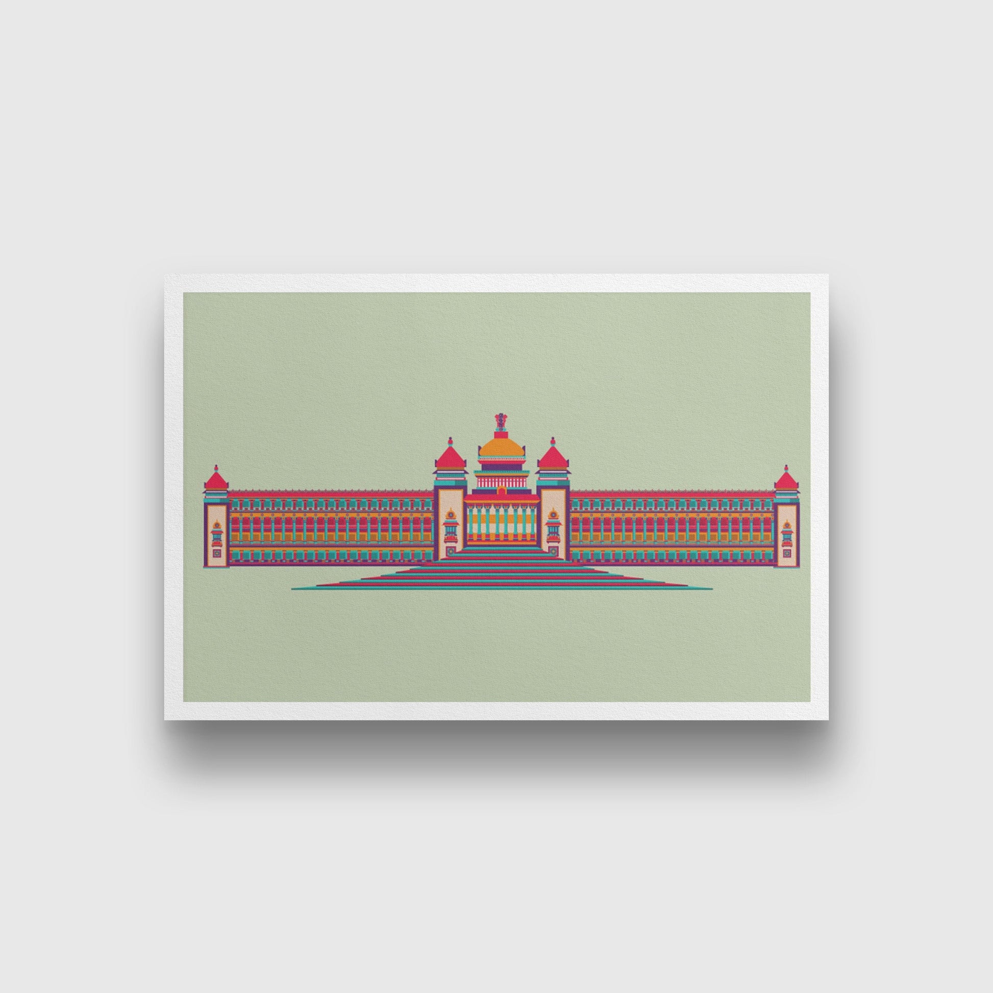 Vidhan Sauda Monument India Painting - Meri Deewar 3 : 2 Horizontal Premium Wall Art Canvas by MeriDeewar
