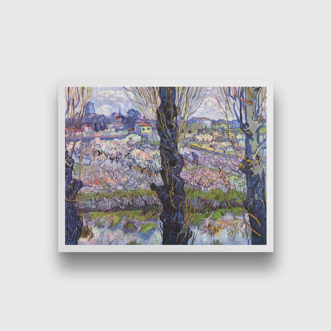 View of Arles, Flowering Orchards (1889) famous landscape painting 5 : 4 Horizontal Premium Wall Art Canvas by MeriDeewar