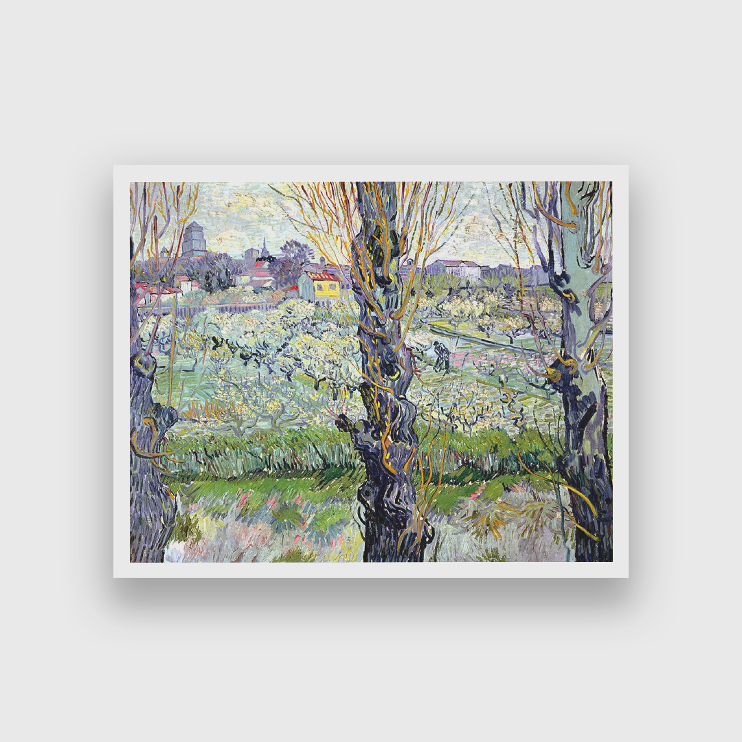 View of Arles Flowering Orchards Painting 2 : 1 Horizontal Premium Wall Art Canvas by MeriDeewar