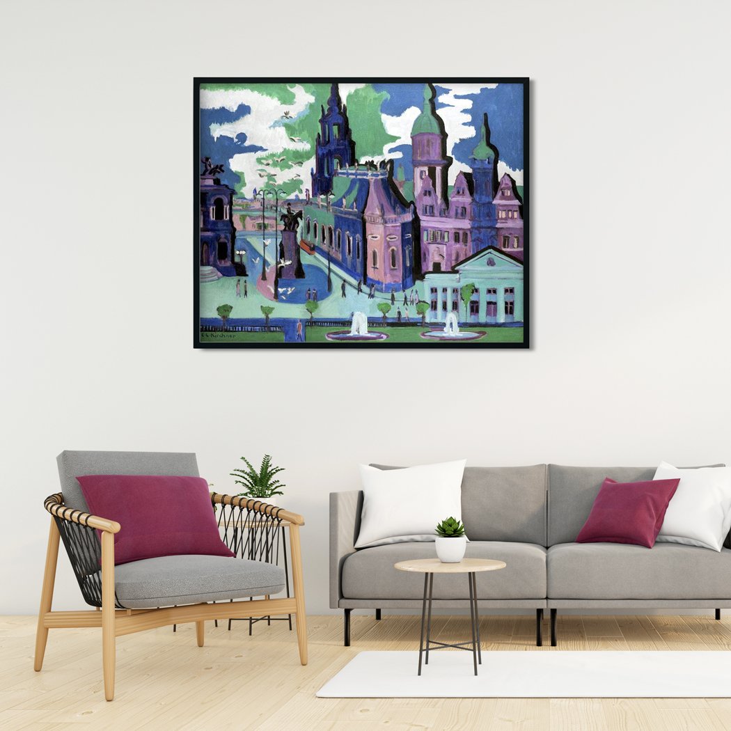 View of Dresden Schlossplatz - Painting MeriDeewar 4 :5 Vertical Premium Wall Art Canvas by MeriDeewar