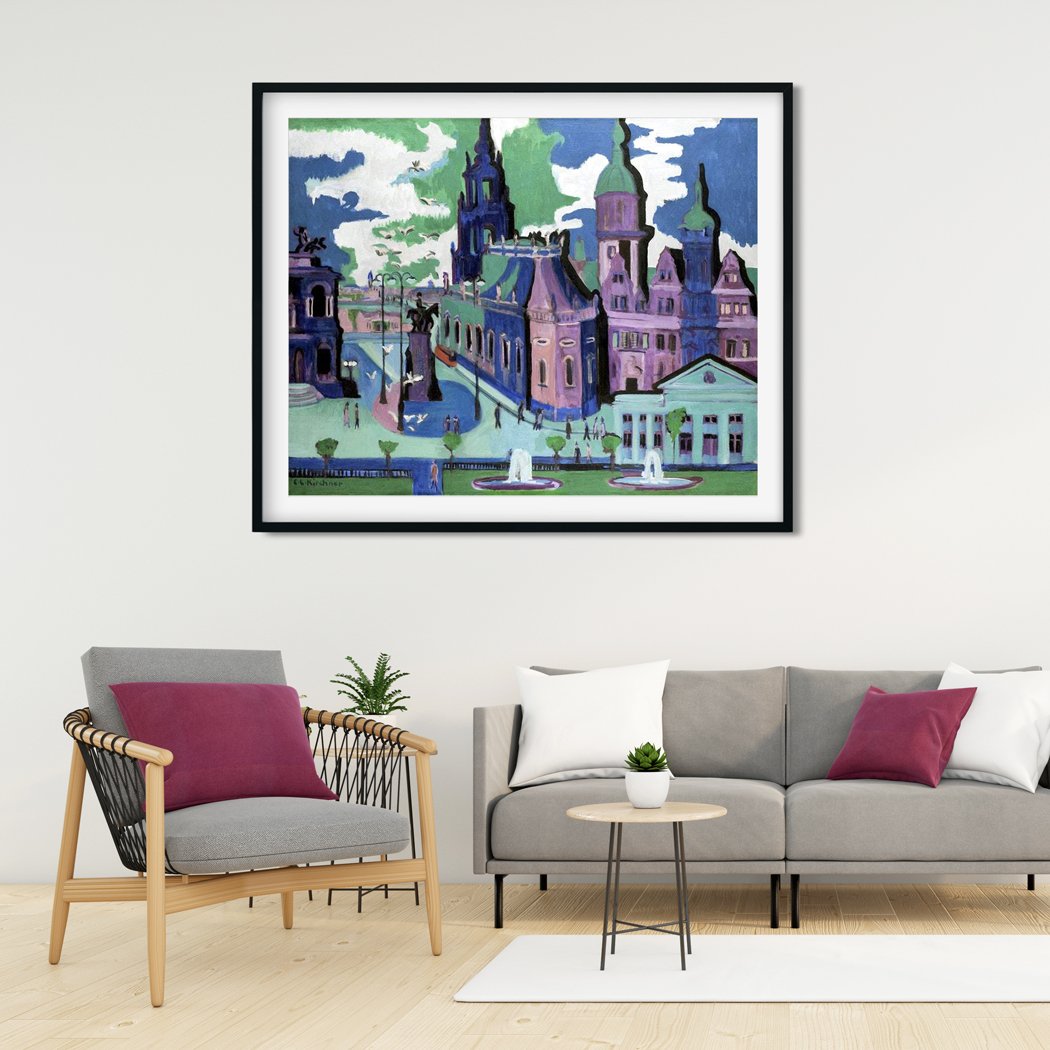 View of Dresden Schlossplatz - Painting MeriDeewar 4 :5 Vertical Premium Wall Art Canvas by MeriDeewar