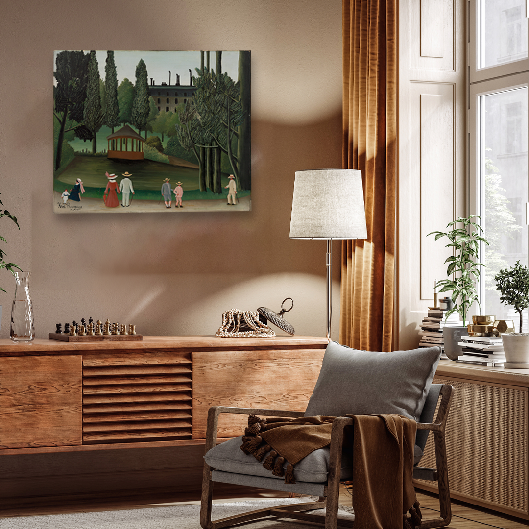 View of Montsouris Park the Kiosk Painting 5 : 4 Horizontal Premium Wall Art Canvas by MeriDeewar
