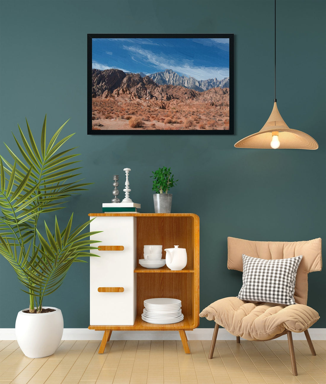 View of the desert hills Painting - Meri Deewar 2 : 1 Horizontal Premium Wall Art Canvas by MeriDeewar