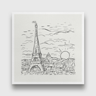 View of the Eiffel Tower in Paris Painting 1 : 1 Square Premium Wall Art Canvas by MeriDeewar