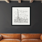 View of the Eiffel Tower in Paris Painting 1 : 1 Square Premium Wall Art Canvas by MeriDeewar