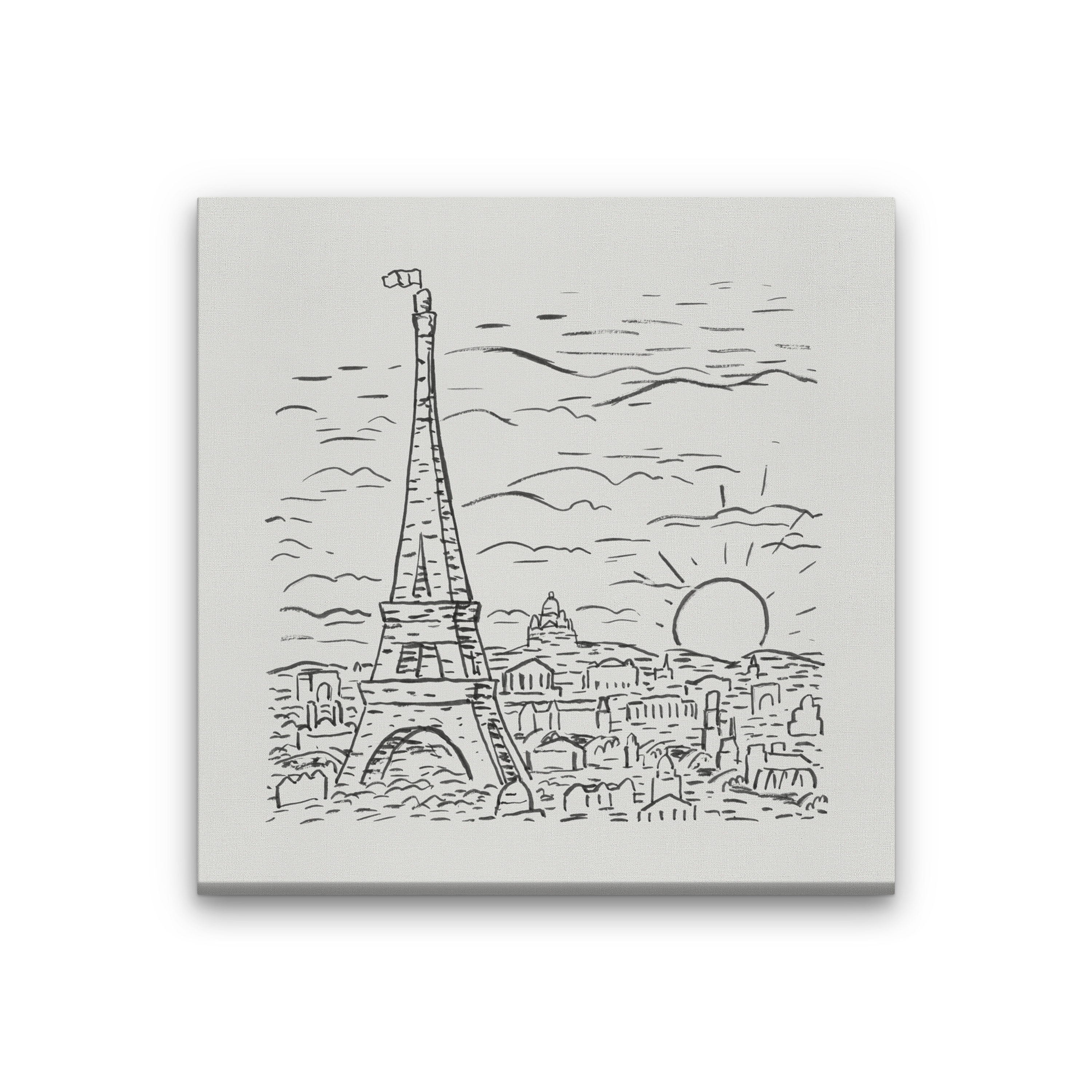 View of the Eiffel Tower in Paris Painting 1 : 1 Square Premium Wall Art Canvas by MeriDeewar