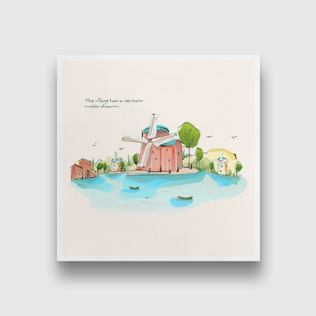 Village Artwork Painting - Meri Deewar 1 : 1 Square Premium Wall Art Canvas by MeriDeewar