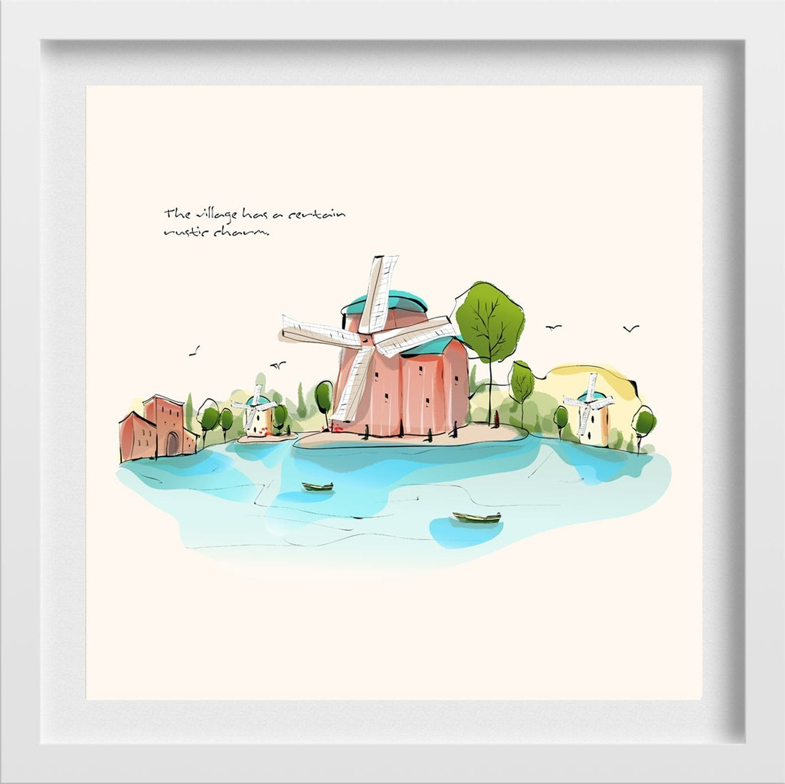 Village Artwork Painting - Meri Deewar 1 : 1 Square Premium Wall Art Canvas by MeriDeewar