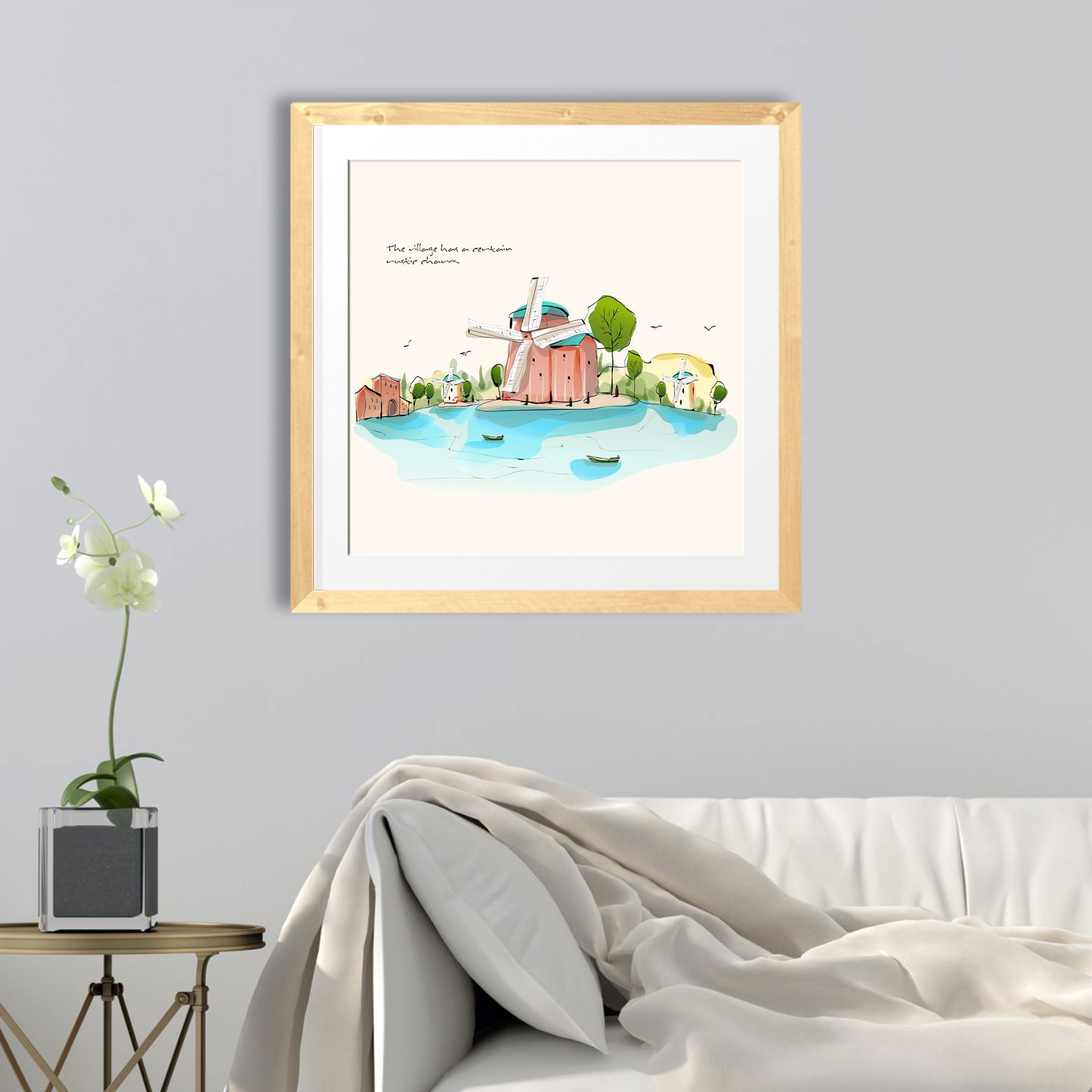 Village Artwork Painting - Meri Deewar 1 : 1 Square Premium Wall Art Canvas by MeriDeewar