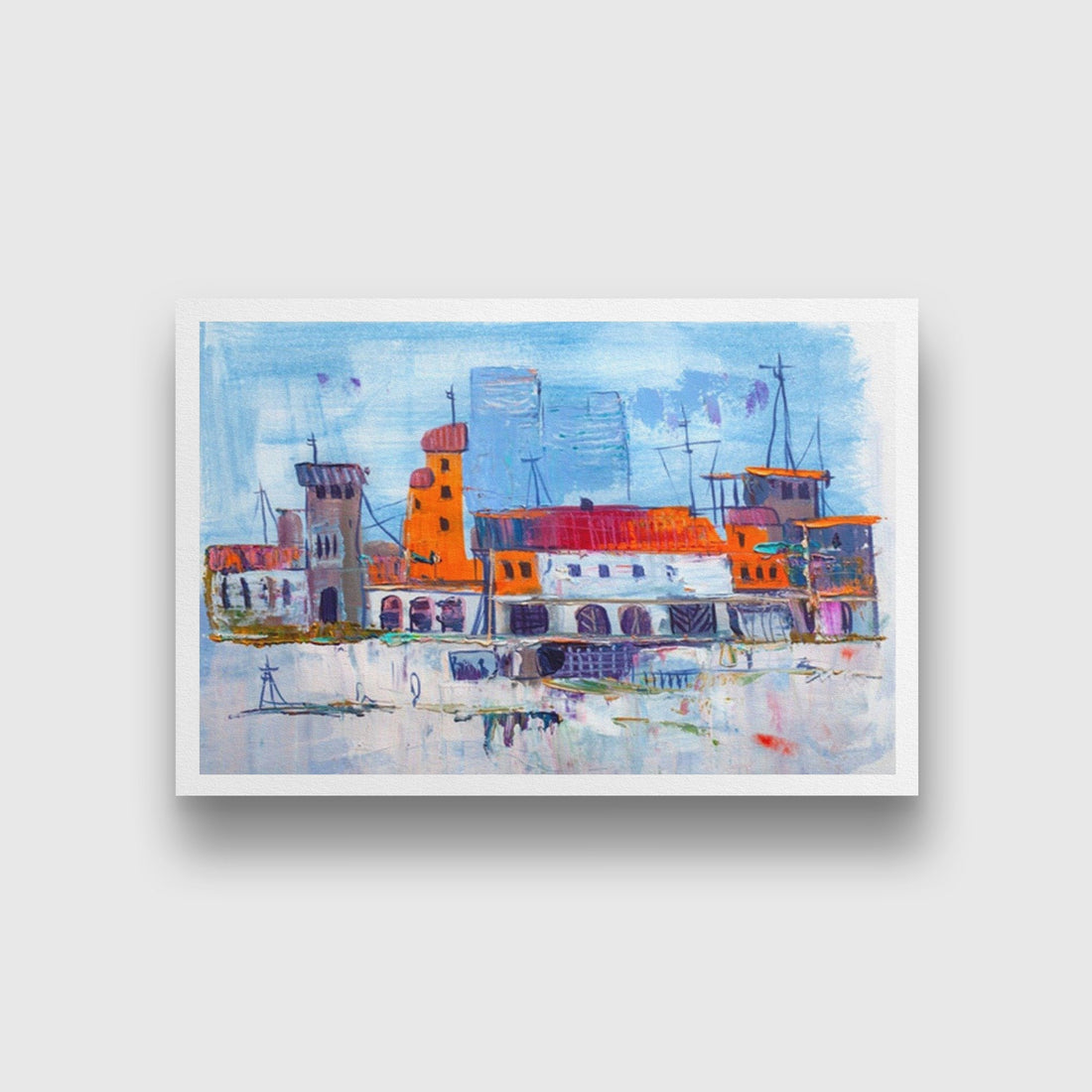 Village Color sketch Painting - Meri Deewar 3 : 2 Horizontal Premium Wall Art Canvas by MeriDeewar
