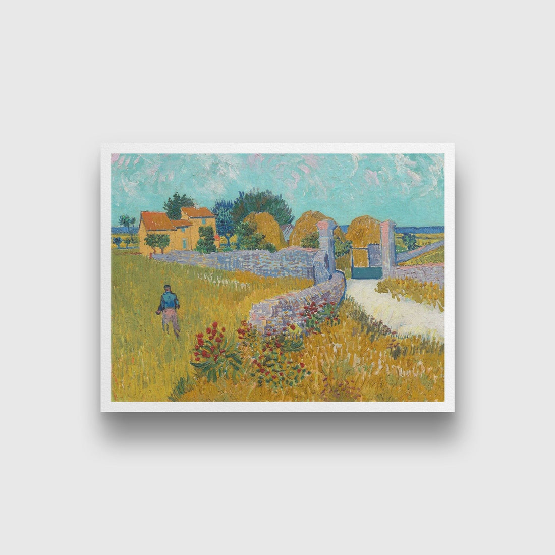 Village Landscape Painting - Meri Deewar 4 : 3 Horizontal Premium Wall Art Canvas by MeriDeewar