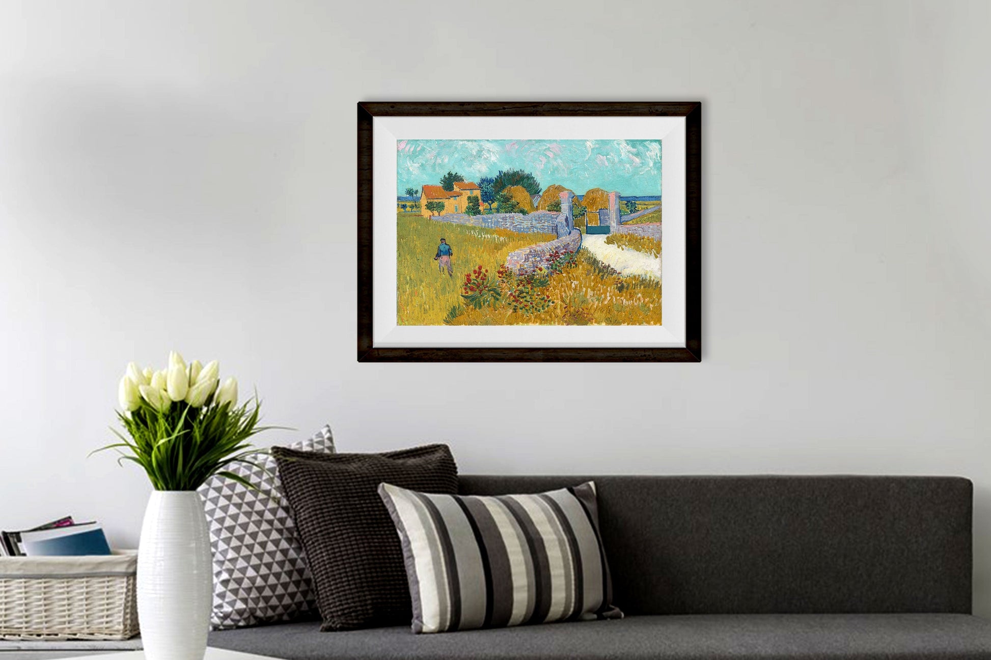 Village Landscape Painting - Meri Deewar 4 : 3 Horizontal Premium Wall Art Canvas by MeriDeewar