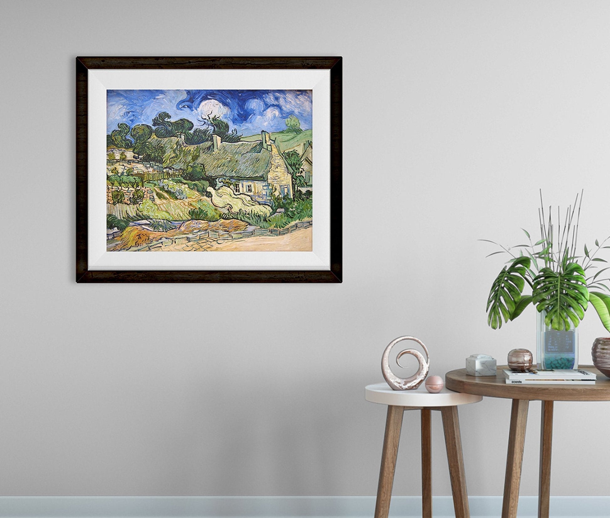 Village Sketch Landscape Painting - Meri Deewar 5 : 4 Horizontal Premium Wall Art Canvas by MeriDeewar