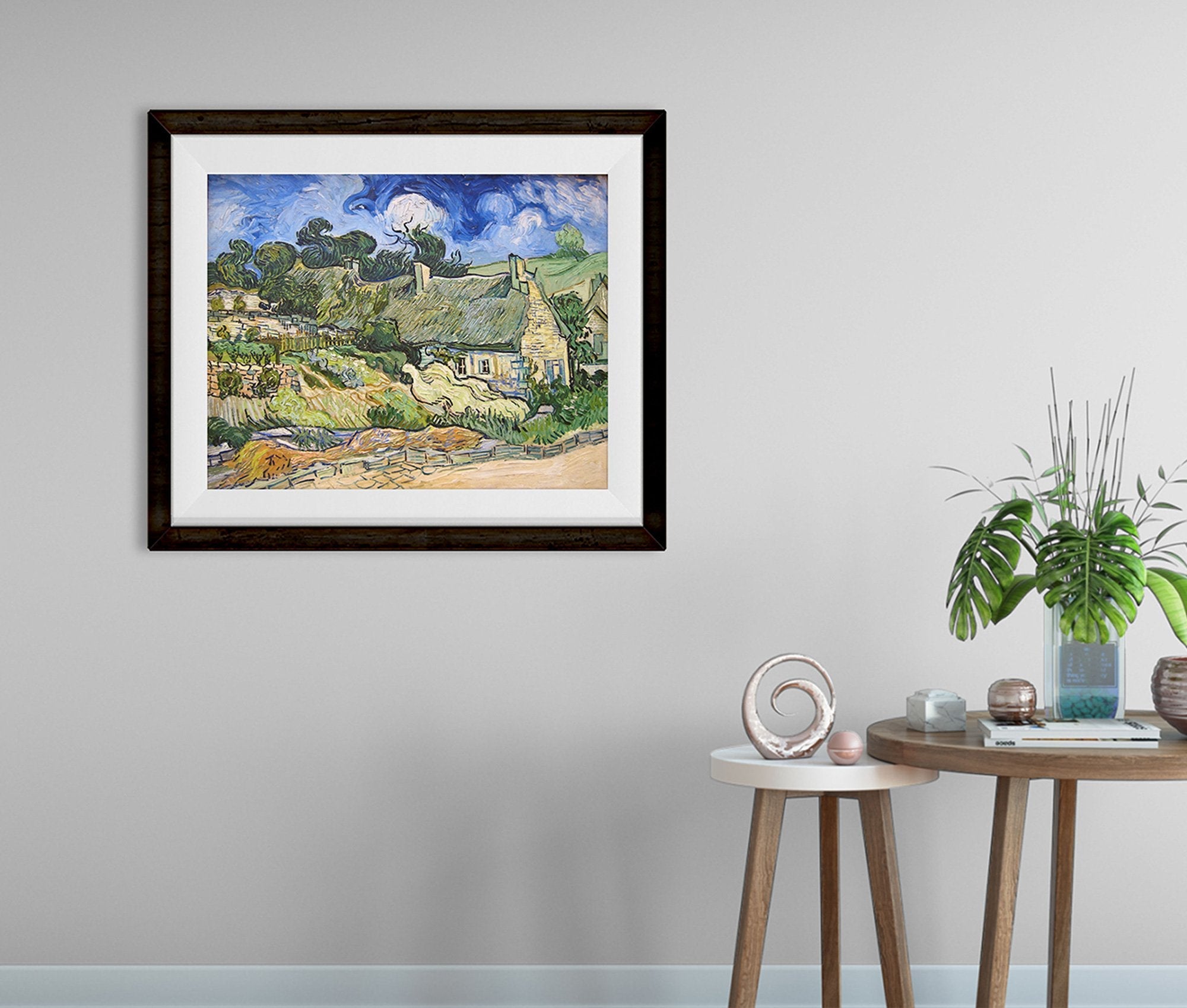 Village Sketch Landscape Painting - Meri Deewar 5 : 4 Horizontal Premium Wall Art Canvas by MeriDeewar
