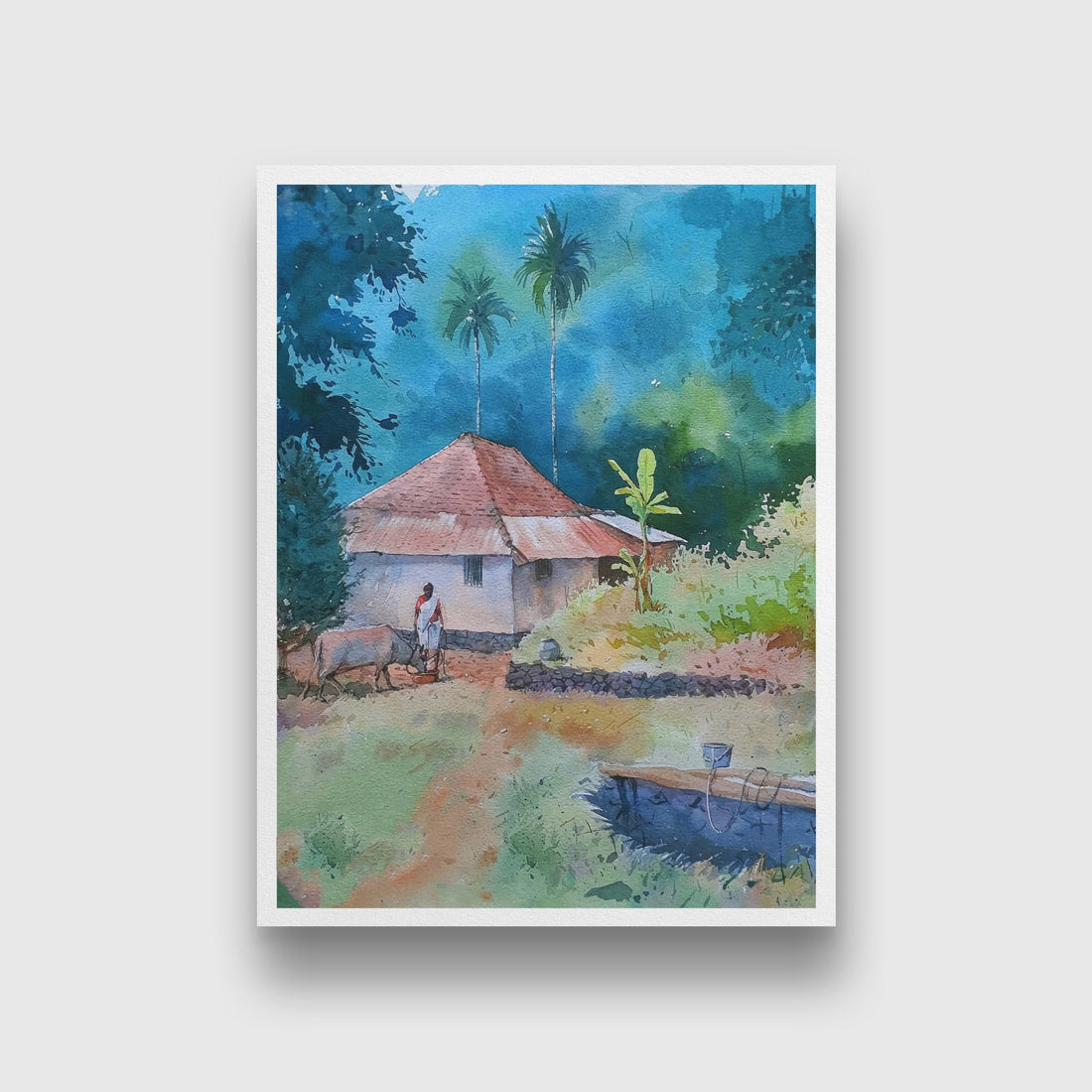 Village Woman Painting - Meri Deewar 2 : 3 Vertical Premium Wall Art Canvas by MeriDeewar