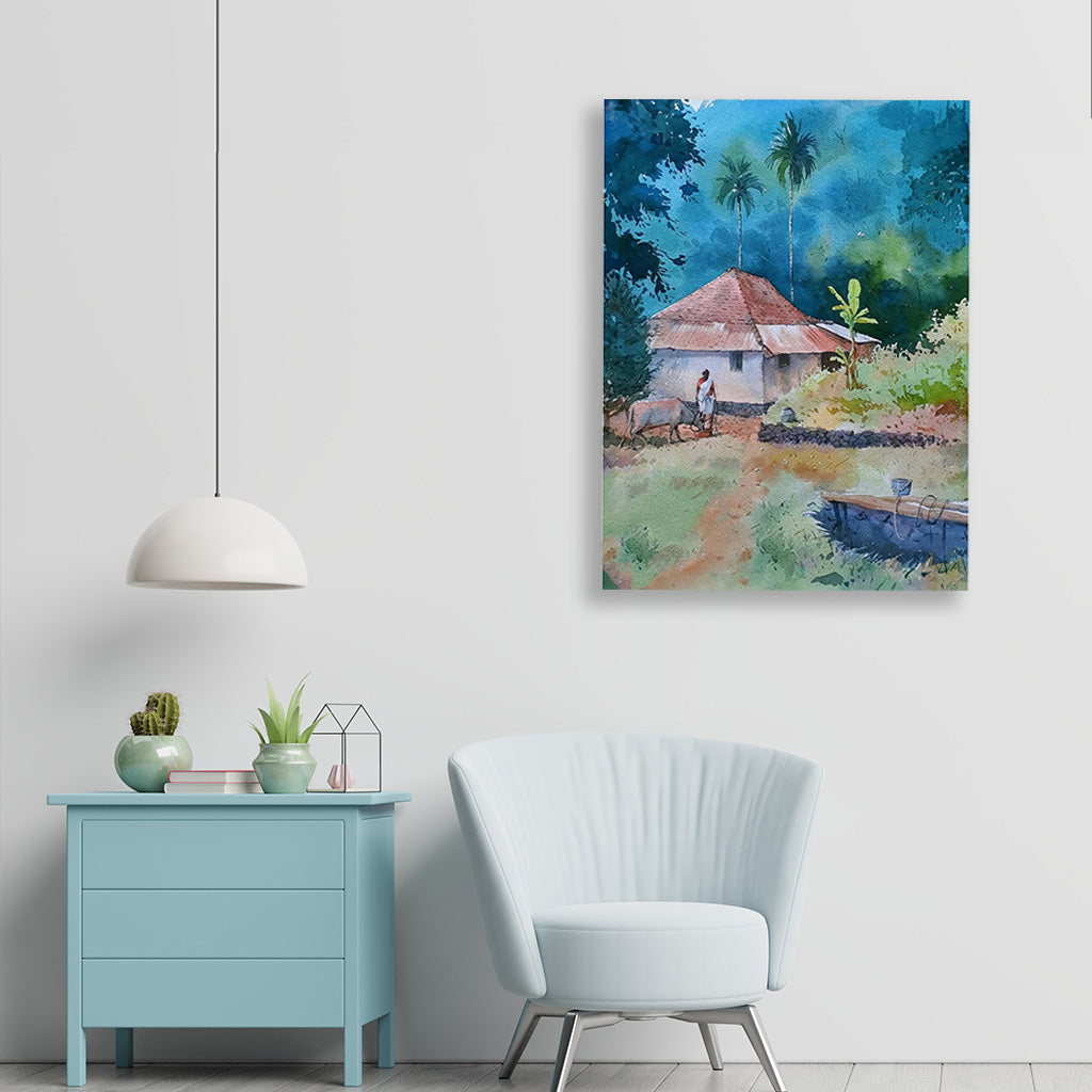 Village Woman Painting - Meri Deewar 2 : 3 Vertical Premium Wall Art Canvas by MeriDeewar