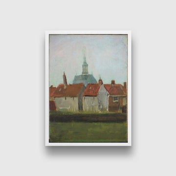 vincent van gogh-The New Church And Old Houses In The Hague Painting - Meri Deewar 3 : 4 Vertical Premium Wall Art Canvas by MeriDeewar