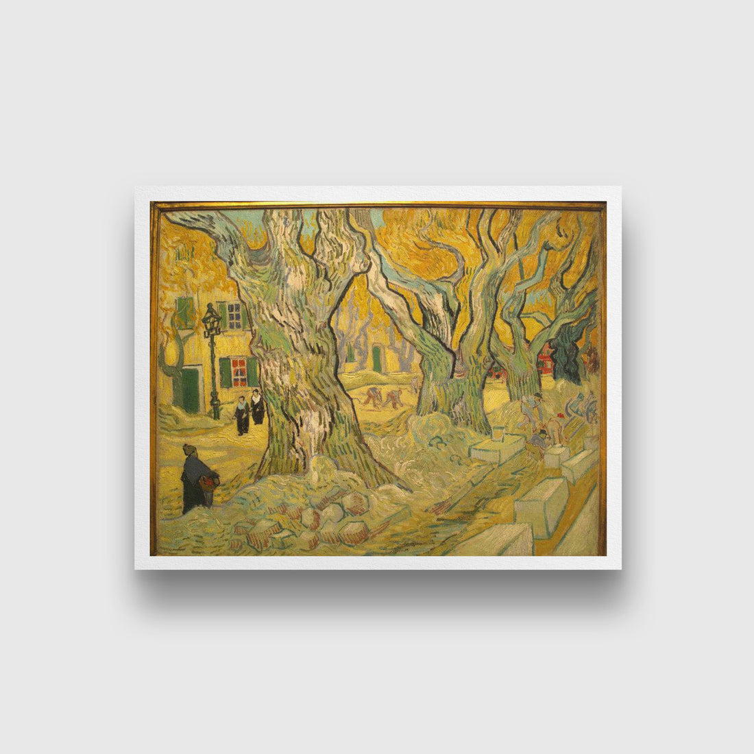 Vincent van Gogh The Road Menders Painting - Meri Deewar 4 : 3 Horizontal Premium Wall Art Canvas by MeriDeewar
