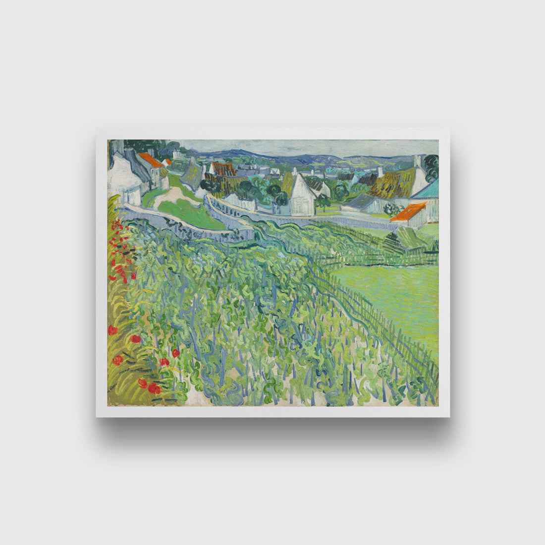 Vineyards at Auvers (1890) famous landscape painting 5 : 4 Horizontal Premium Wall Art Canvas by MeriDeewar