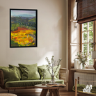 Vineyards Landscape Gouache Painting 2 : 3 Vertical Premium Wall Art Canvas by MeriDeewar