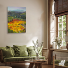 Vineyards Landscape Gouache Painting 2 : 3 Vertical Premium Wall Art Canvas by MeriDeewar