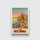 Vintage Banaras Poster 2 : 3 Vertical Premium Wall Art Canvas by MeriDeewar