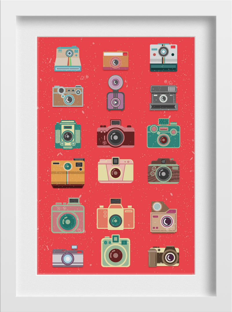 Vintage Camera Collection Painting - Meri Deewar 2 : 3 Vertical Premium Wall Art Canvas by MeriDeewar