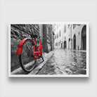 Vintage Red Bike in an Old Town Peel Painting 3 : 2 Horizontal Premium Wall Art Canvas by MeriDeewar