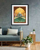 Vintage Taj Mahal Travel Poster Agra India 3 : 4 Vertical Premium Wall Art Canvas by MeriDeewar