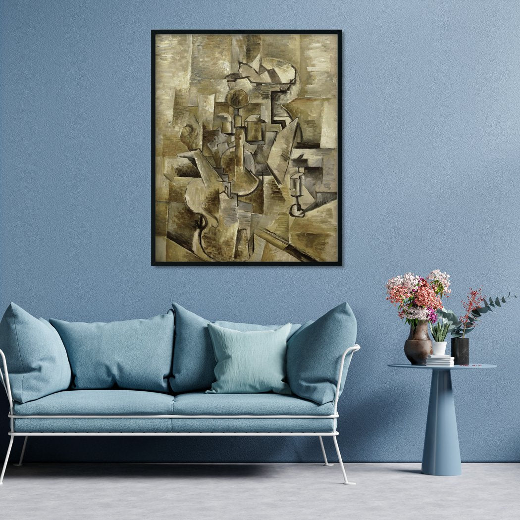Violin And Candlestick Painting - Meri Deewar 5 : 6 Vertical Premium Wall Art Canvas by MeriDeewar
