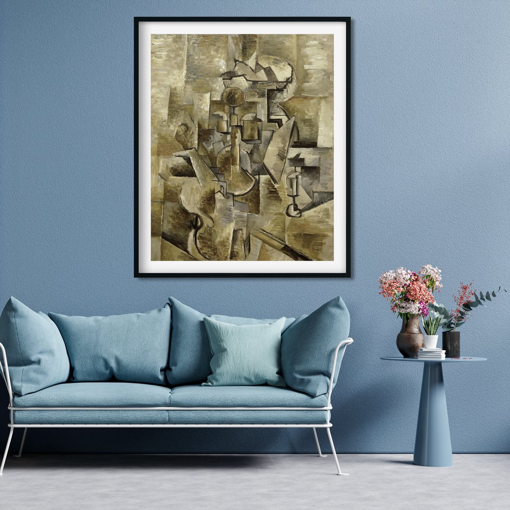 Violin And Candlestick Painting - Meri Deewar 5 : 6 Vertical Premium Wall Art Canvas by MeriDeewar