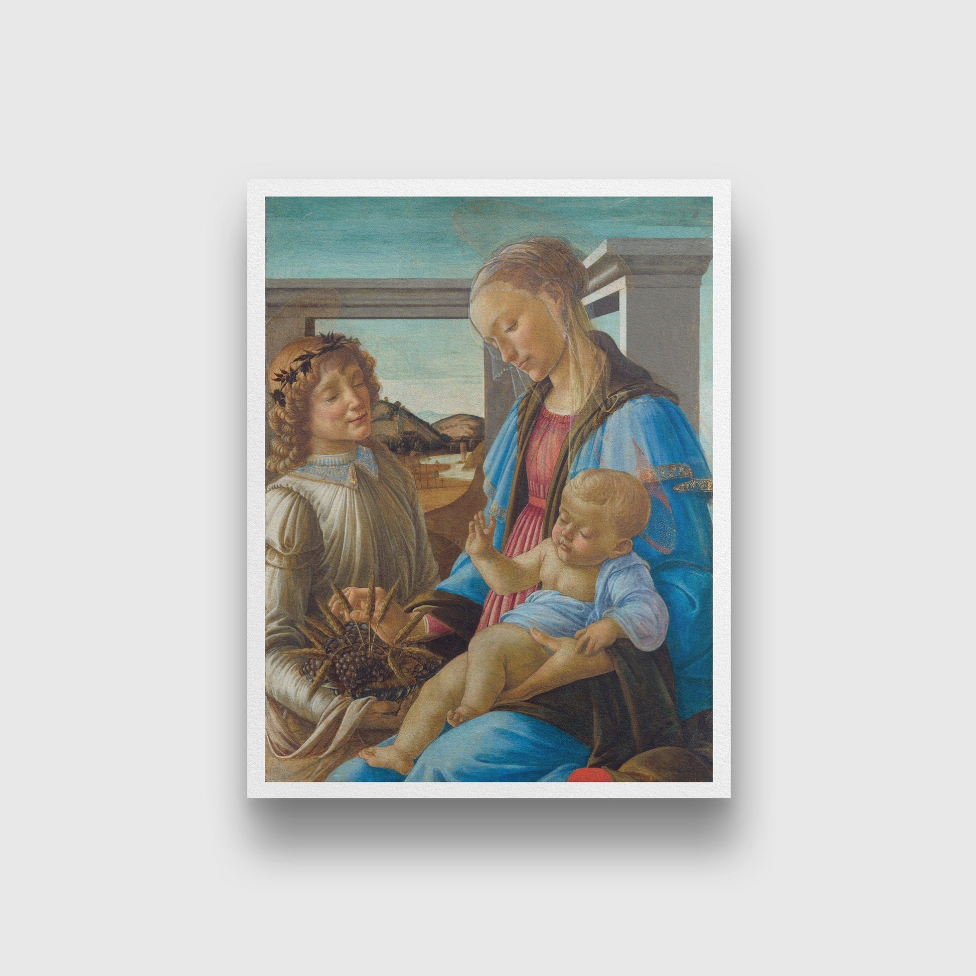 virgin and child with an angel Painting - Meri Deewar 3 : 4 Vertical Premium Wall Art Canvas by MeriDeewar