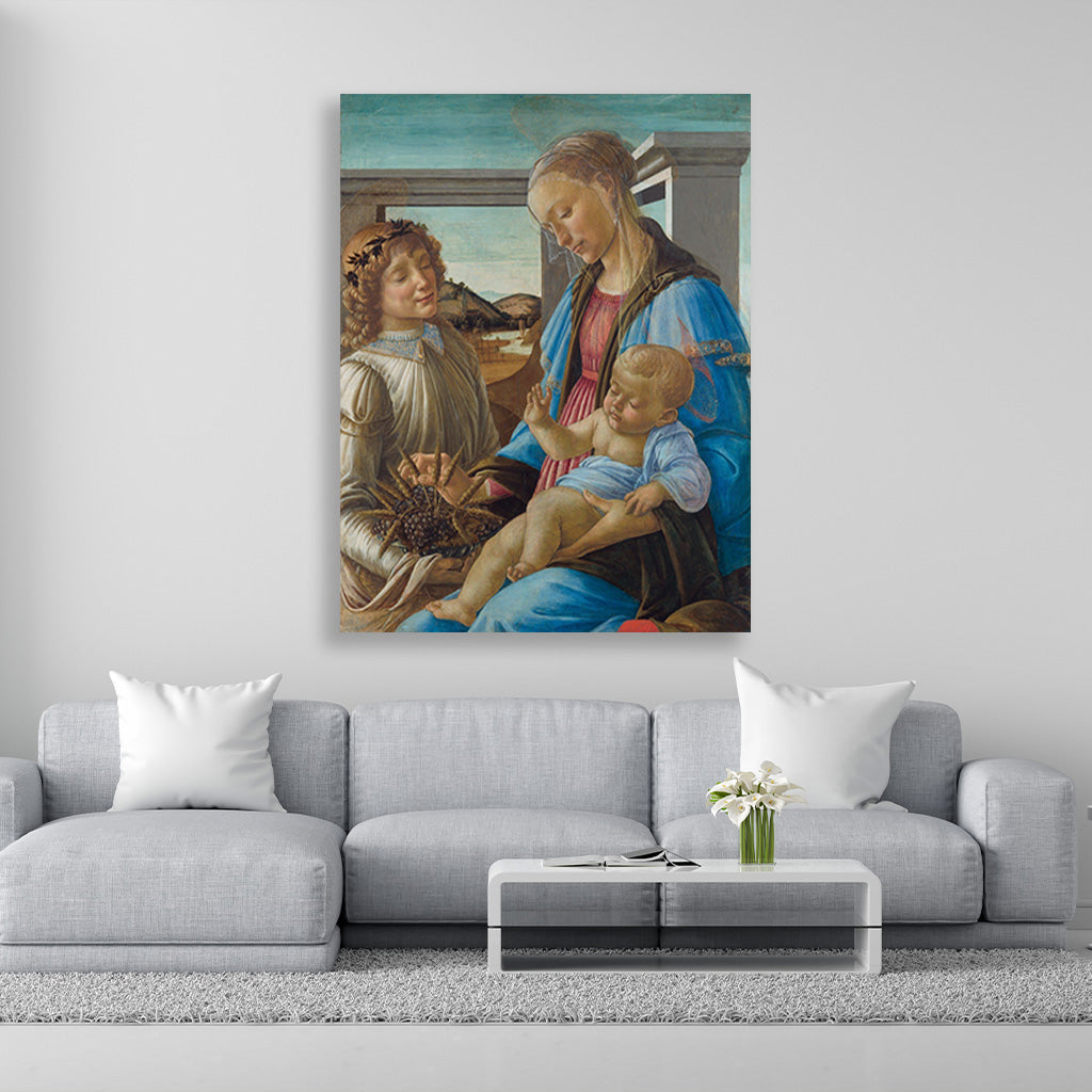 virgin and child with an angel Painting - Meri Deewar 3 : 4 Vertical Premium Wall Art Canvas by MeriDeewar