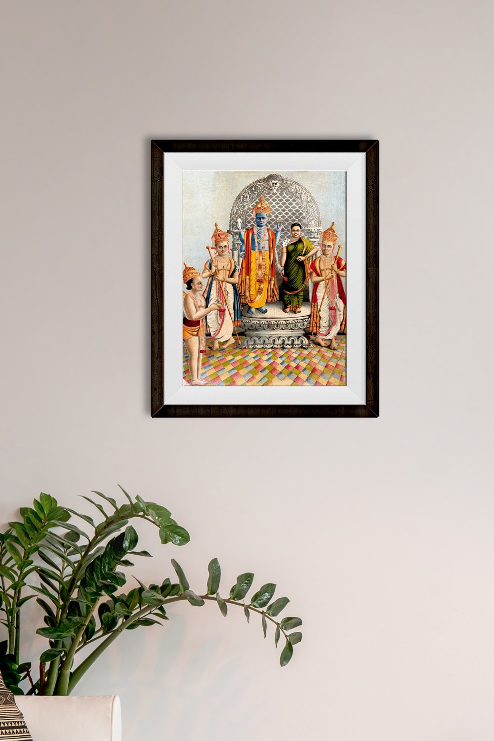 Vishnu-and-Lakshmi-attended-by-Garuda-and-two-attendants Painting - Meri Deewar 3 : 4 Vertical Premium Wall Art Canvas by MeriDeewar