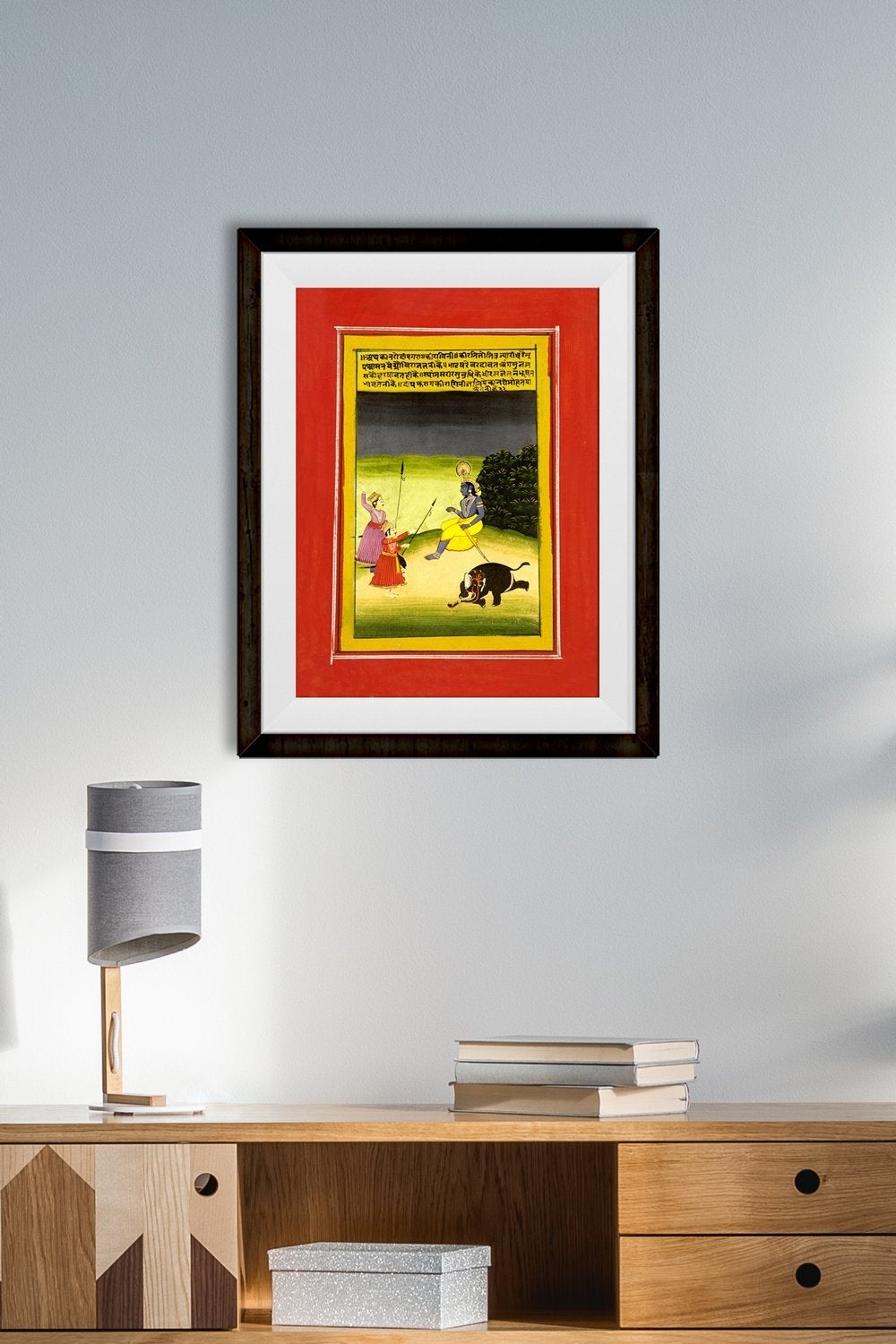 Vishnu Killing The Elephant Painting - Meri Deewar 2 : 3 Vertical Premium Wall Art Canvas by MeriDeewar