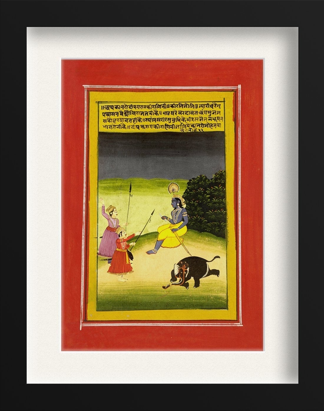 Vishnu Killing The Elephant Painting - Meri Deewar 2 : 3 Vertical Premium Wall Art Canvas by MeriDeewar