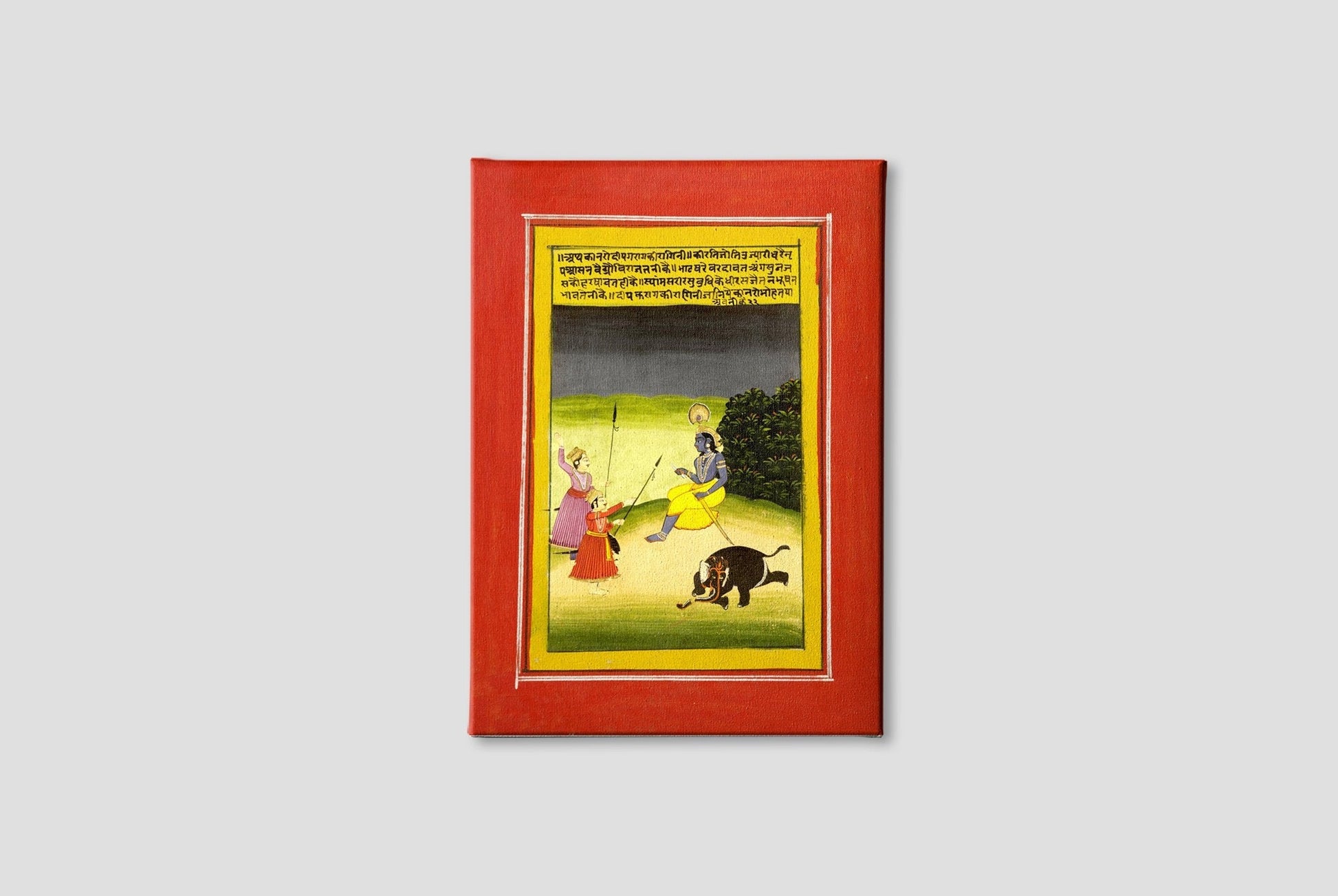 Vishnu Killing The Elephant Painting - Meri Deewar 2 : 3 Vertical Premium Wall Art Canvas by MeriDeewar